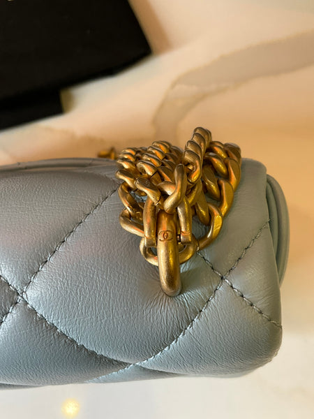 Chanel Lambskin Enamel Quilted Flap Light Blue