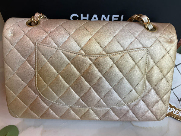 Chanel classica double flap mediana gradient gold