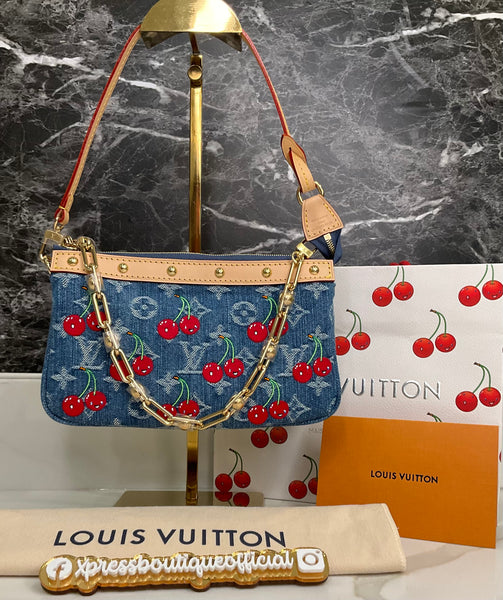 Louis Vuitton denim Pochette cherry
