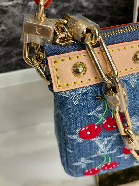 Louis Vuitton denim Pochette cherry