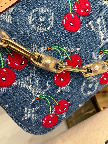 Louis Vuitton denim Pochette cherry