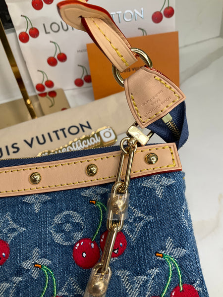 Louis Vuitton denim Pochette cherry