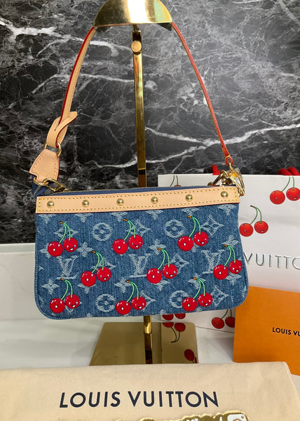 Louis Vuitton denim Pochette cherry