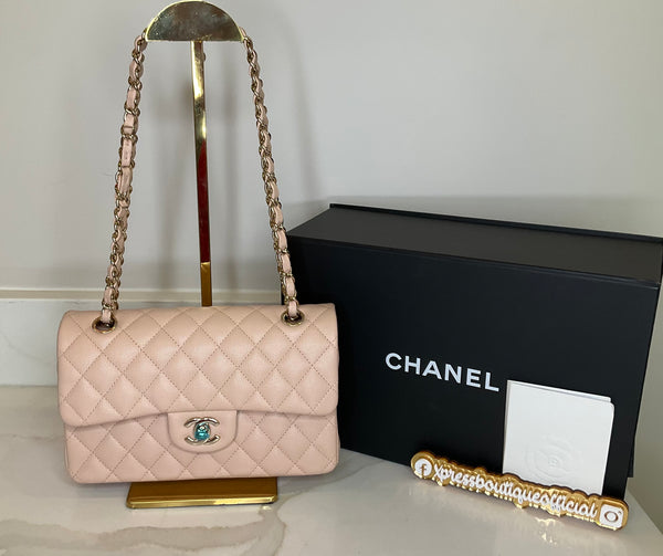 Chanel Small Classic Double Flap Bag Light Pink Caviar Gold Hardware