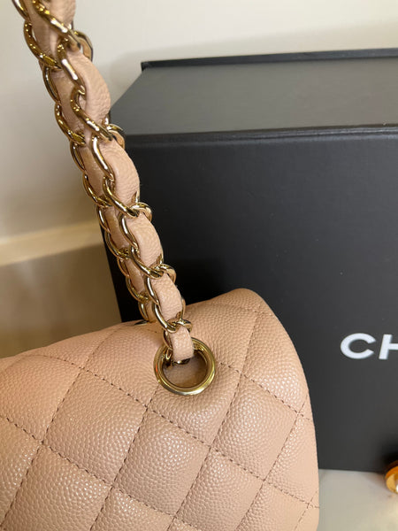 Chanel Small Classic Double Flap Bag Light Pink Caviar Gold Hardware