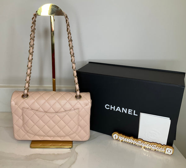 Chanel Small Classic Double Flap Bag Light Pink Caviar Gold Hardware