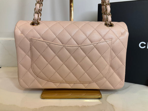 Chanel Small Classic Double Flap Bag Light Pink Caviar Gold Hardware