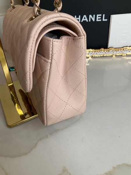 Chanel Small Classic Double Flap Bag Light Pink Caviar Gold Hardware