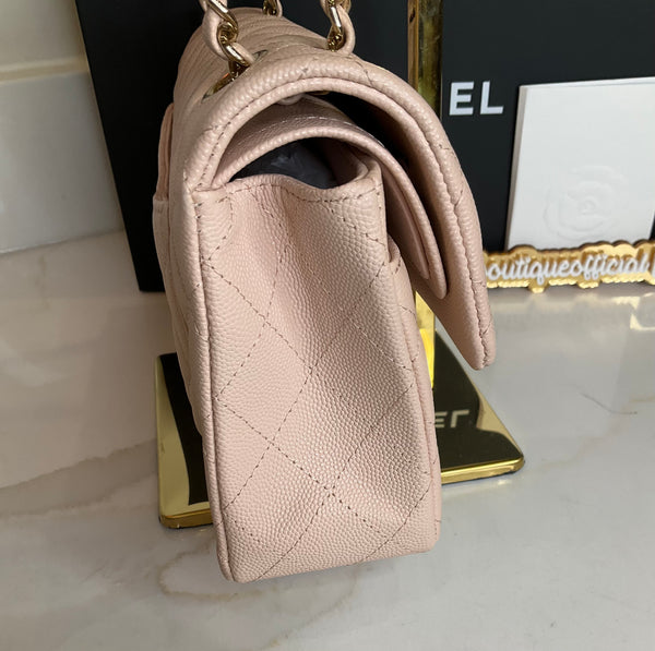Chanel Small Classic Double Flap Bag Light Pink Caviar Gold Hardware