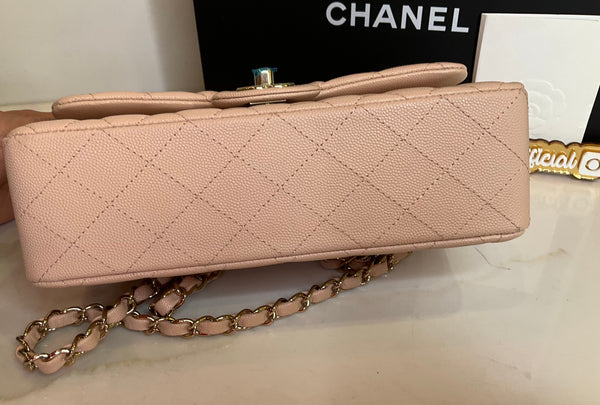 Chanel Small Classic Double Flap Bag Light Pink Caviar Gold Hardware