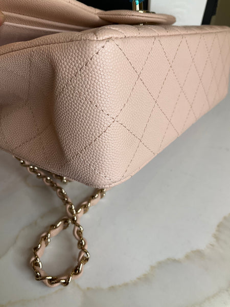 Chanel Small Classic Double Flap Bag Light Pink Caviar Gold Hardware