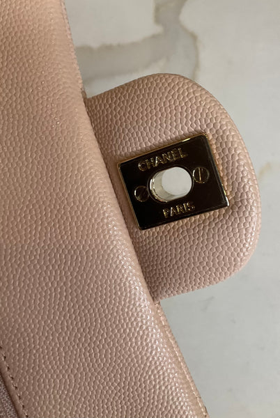 Chanel Small Classic Double Flap Bag Light Pink Caviar Gold Hardware