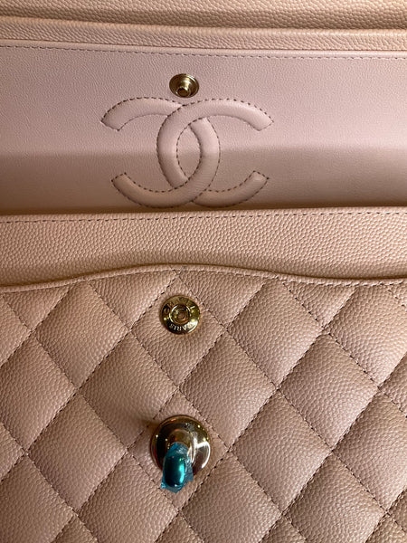 Chanel Small Classic Double Flap Bag Light Pink Caviar Gold Hardware