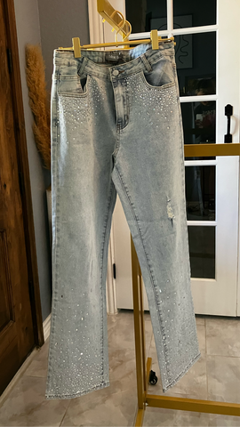 HIGH WAISTED CRYSTAL JEANS