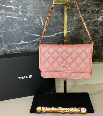 Chanel wallet on chain pink irridesent