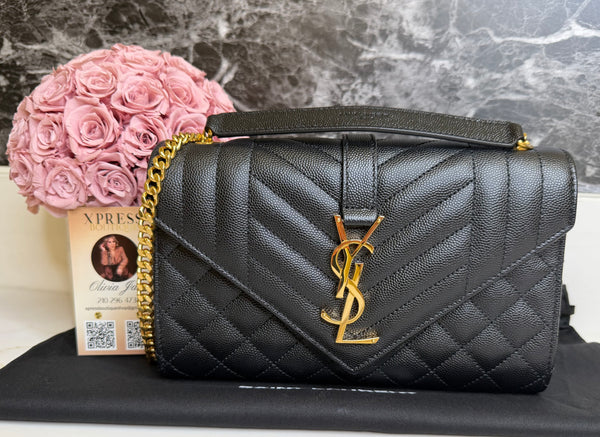 YSL small envelope shoulder bag negro