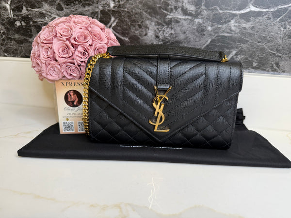 YSL small envelope shoulder bag negro