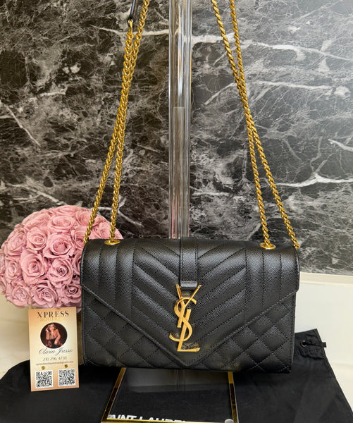 YSL small envelope shoulder bag negro