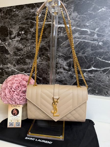 YSL small envelope shoulder bag khaki