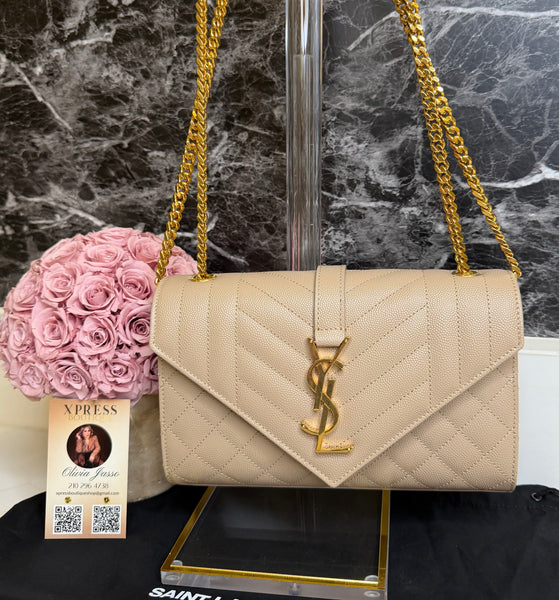 YSL small envelope shoulder bag khaki
