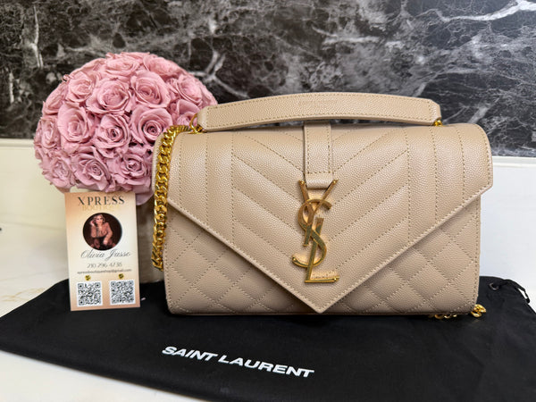 YSL small envelope shoulder bag khaki