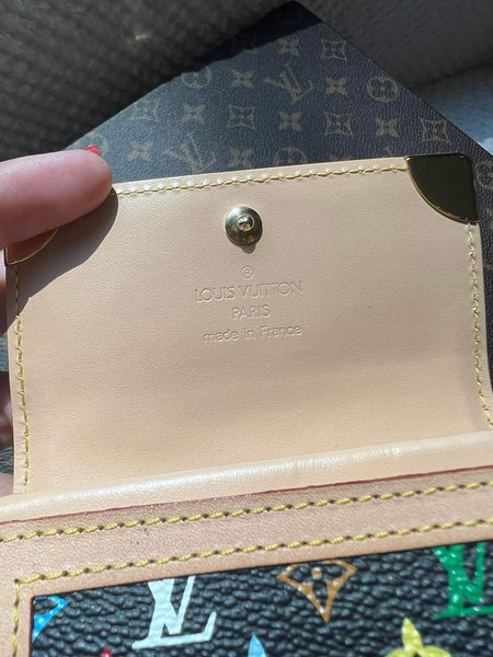 Takashi Murakami X Louis Vuitton Black Monogram Multicolore Porte Monnaie Plat