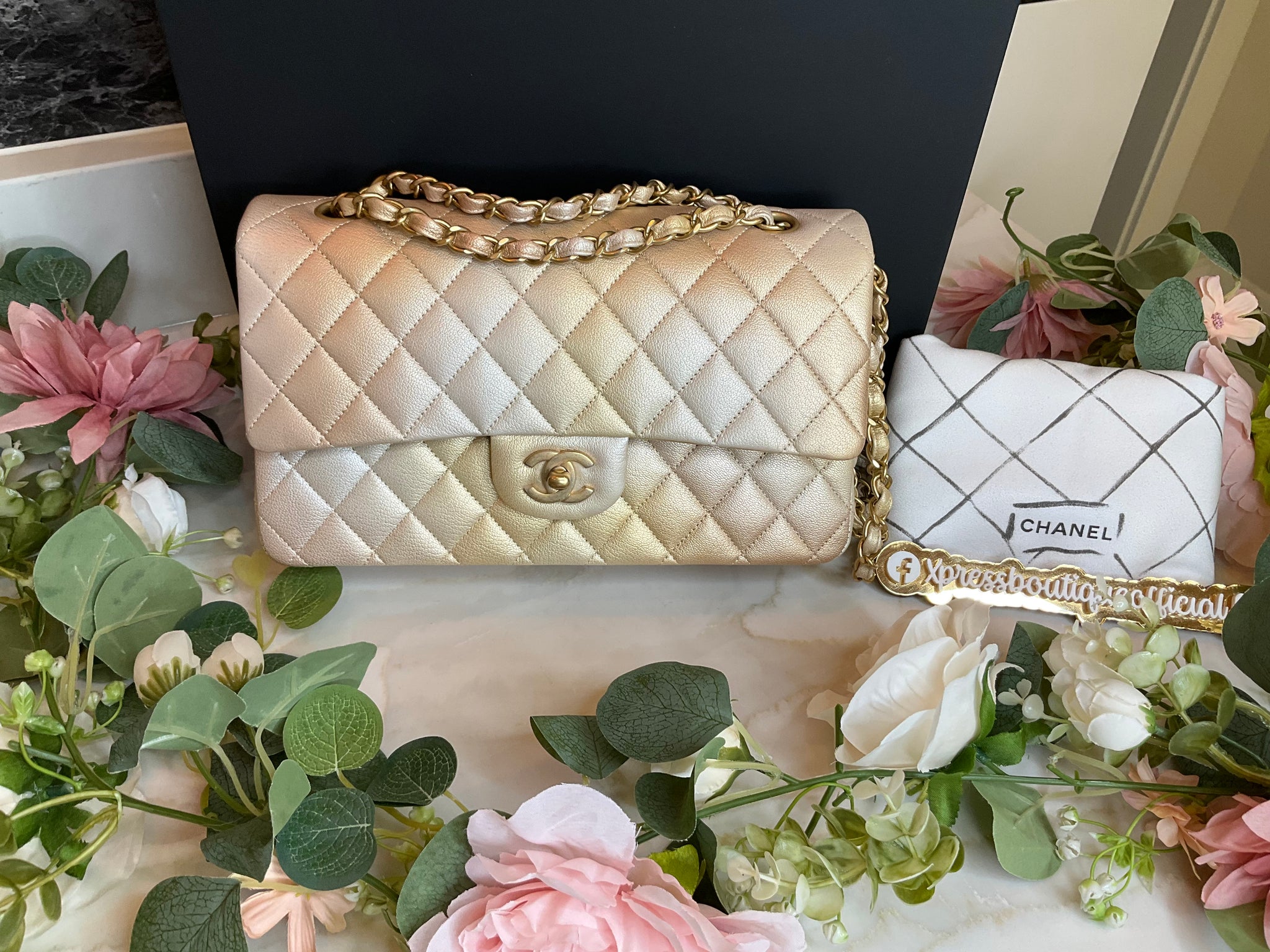 Chanel classica double flap mediana gradient gold