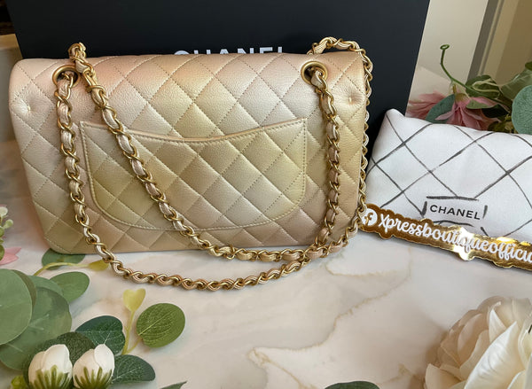 Chanel classica double flap mediana gradient gold