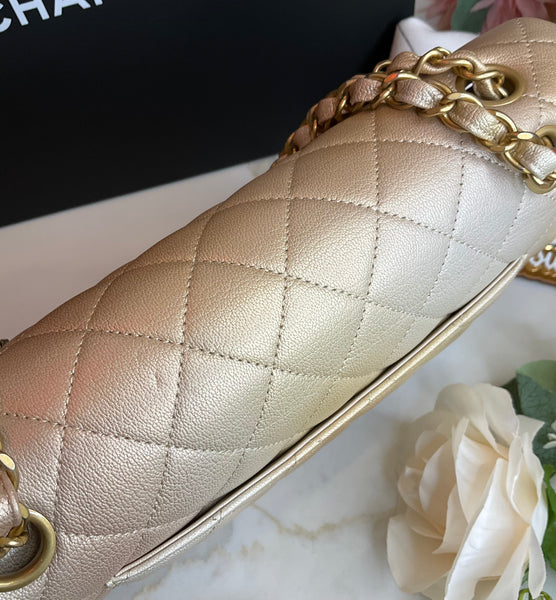 Chanel classica double flap mediana gradient gold