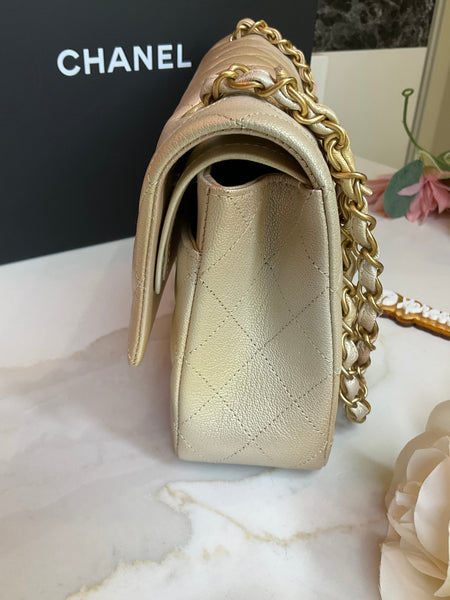 Chanel classica double flap mediana gradient gold