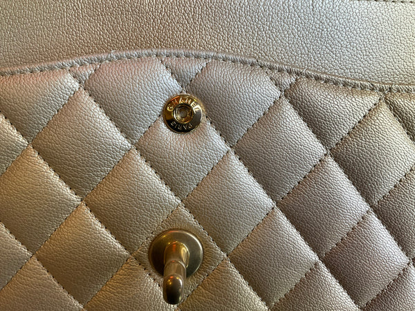 Chanel classica double flap mediana gradient gold