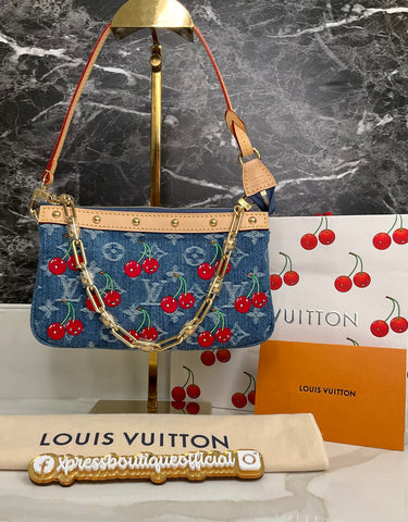 Louis Vuitton denim Pochette cherry