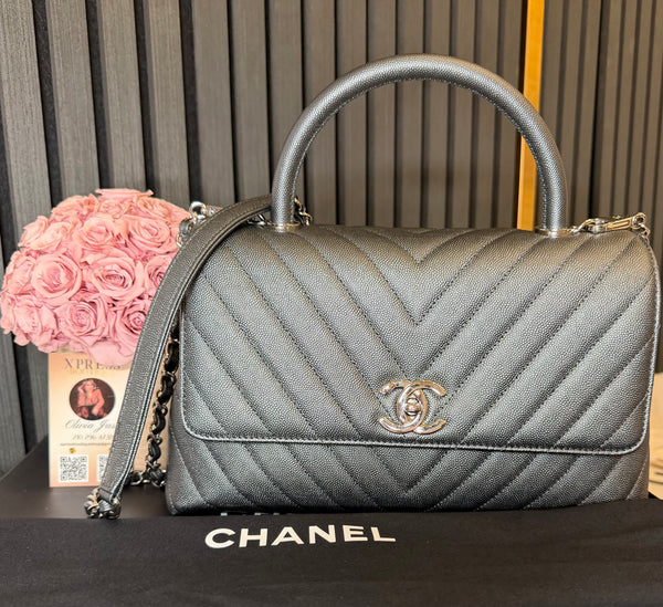 Chanel large coco handle caviar