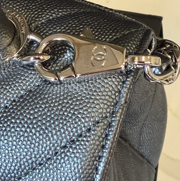 Chanel large coco handle caviar