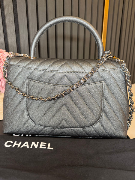 Chanel large coco handle caviar