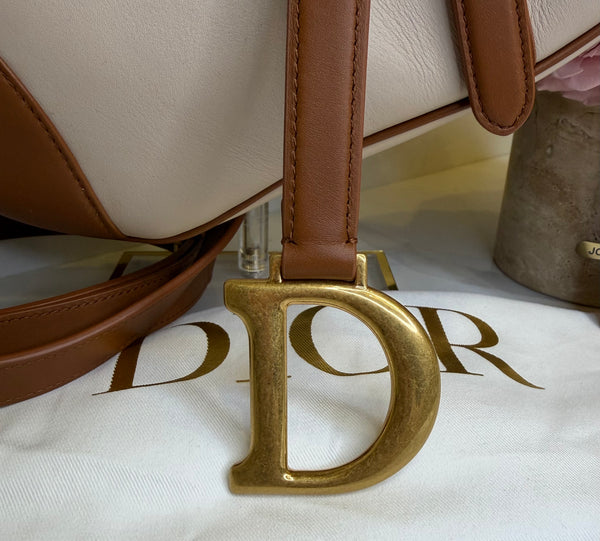 Dior saddle bag with strap two tone