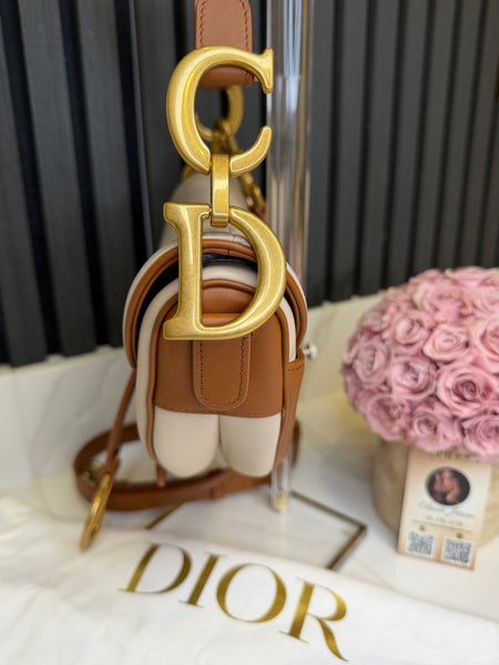 Dior saddle bag with strap two tone
