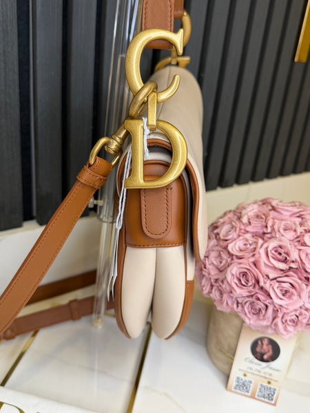 Dior saddle bag with strap two tone