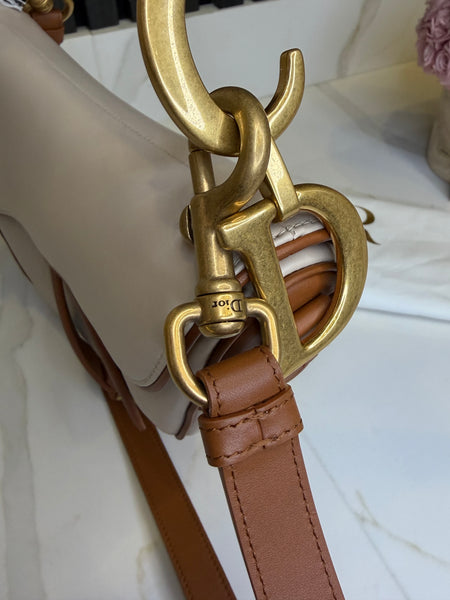 Dior saddle bag with strap two tone