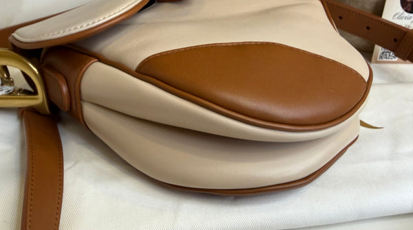 Dior saddle bag with strap two tone