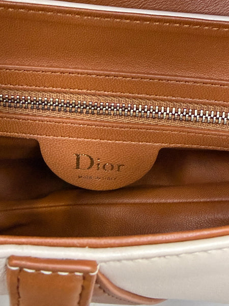 Dior saddle bag with strap two tone