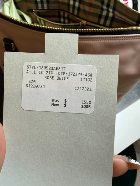 Burberry large zip tote
