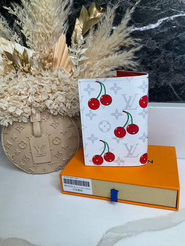 Fashion passport holder cherry/white