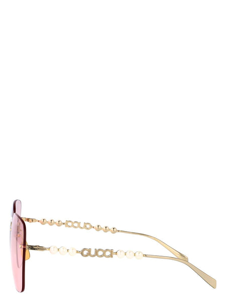 Gucci perlas lente de sol rosa